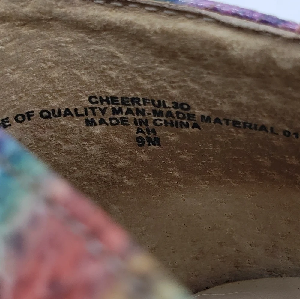 𝅺nine West women US 9 rainbow wedge heels Cheerful-30 open toe cork vegan PRIDE